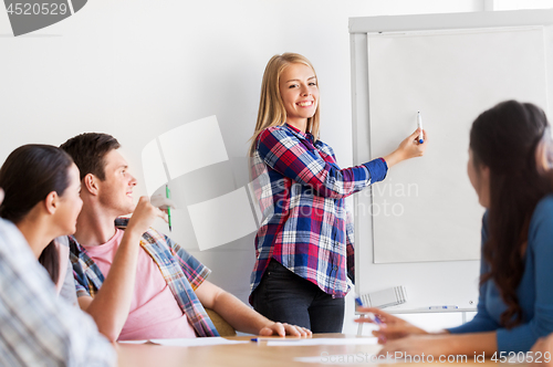 Image of group of high school students with flip chart