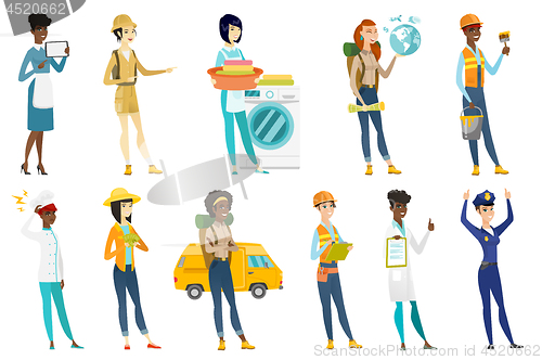 Image of Professional women vector illustrations set.