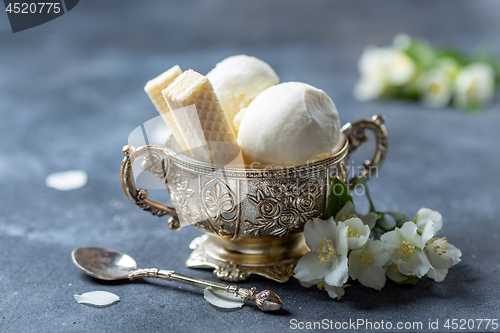 Image of Artisanal organic vanilla ice cream.