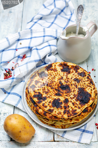 Image of Traditional homemade Norwegian potato pancakes.