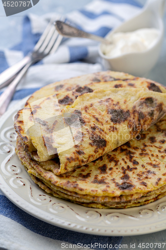 Image of Delicious Norwegian potato pancakes lefse.