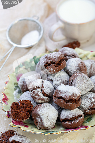 Image of Homemade chocolate cookies Brownies with cracks.