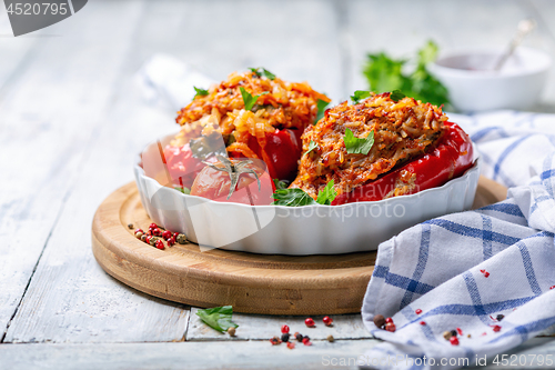 Image of Stuffed peppers with minced meat.