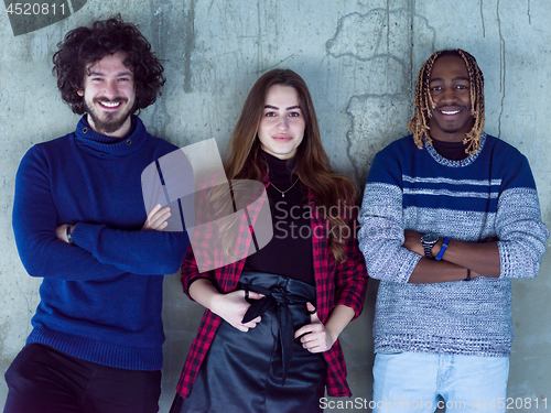 Image of portrait of multiethnic business people on construction site