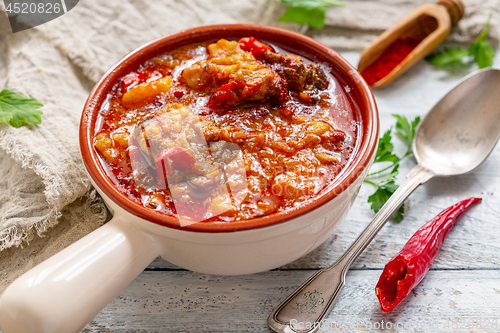 Image of Goulash with beef. Hungarian cuisine.