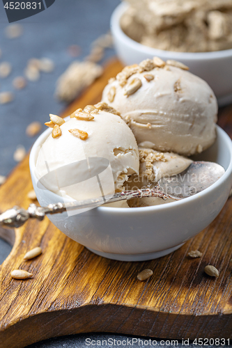 Image of Homemade ice cream with sunflower oil and halva.