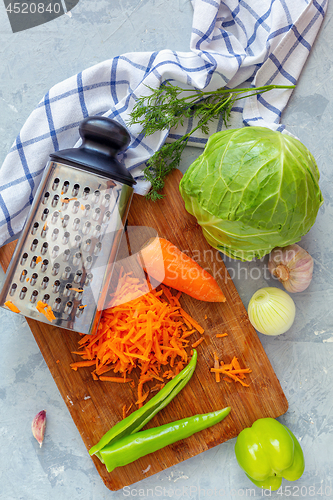 Image of Vegetables on the grey kitchen table.