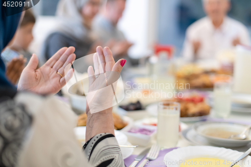 Image of modern muslim family having a Ramadan feast