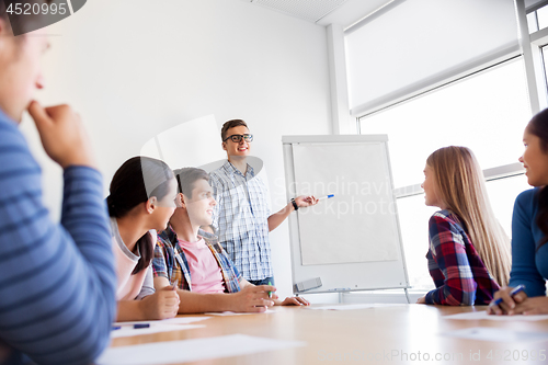 Image of group of high school students with flip chart