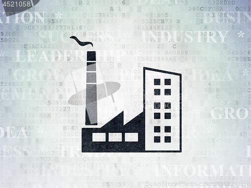 Image of Business concept: Industry Building on Digital Data Paper background