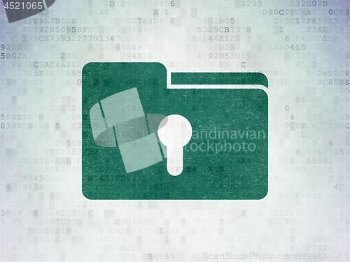 Image of Business concept: Folder With Keyhole on Digital Data Paper background