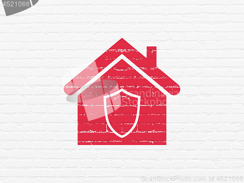 Image of Finance concept: Home on wall background