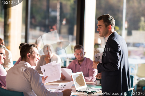 Image of Business Team At A Meeting at modern office building