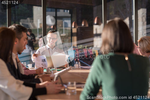 Image of Business Team At A Meeting at modern office building