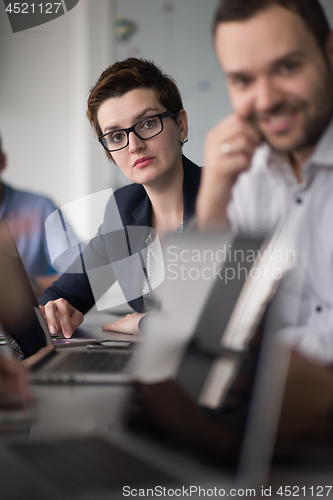 Image of Business Team At A Meeting at modern office building