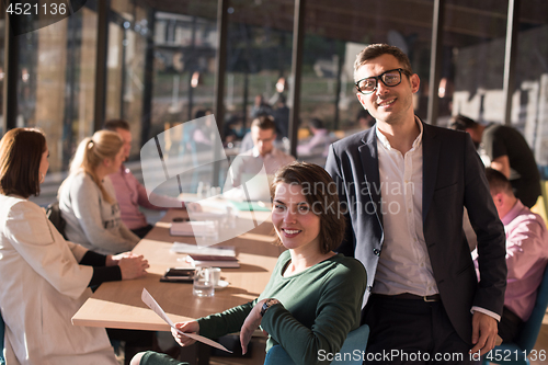 Image of Business Team At A Meeting at modern office building