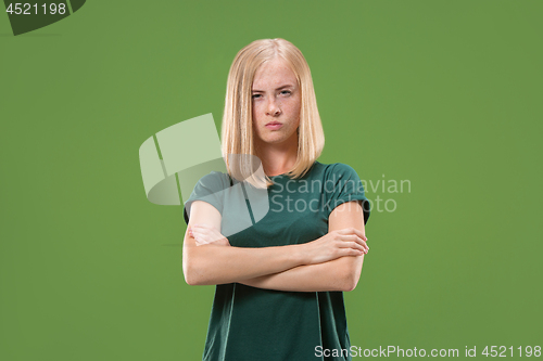 Image of Beautiful woman looking sad and bewildered