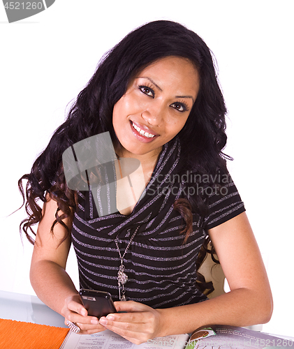 Image of Beautiful Woman Reading a Magazine