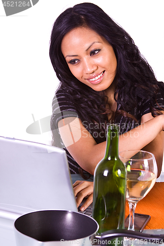 Image of Beautiful Girl Cooking in the Kitchen