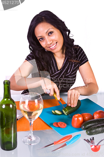 Image of Beautiful Girl Preparing Food