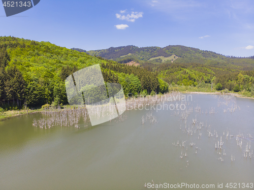 Image of Aerial view of a natural lake