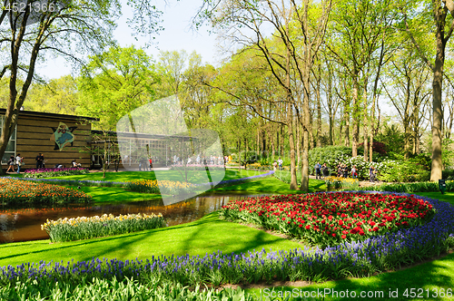 Image of Flower beds of Keukenhof Gardens in Lisse, Netherlands