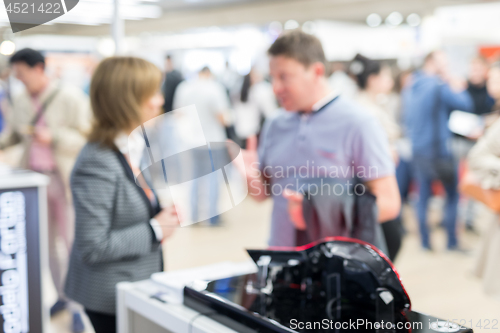 Image of Blured image of businesspeople socializing and networking at business and entrepreneurship meeting.