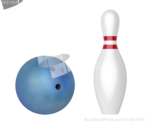 Image of Blue bowling ball and pin