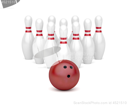 Image of Bowling ball and ten pins