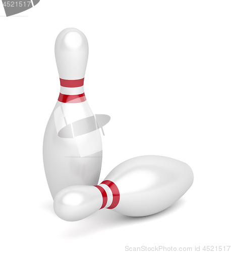 Image of Bowling pins on white