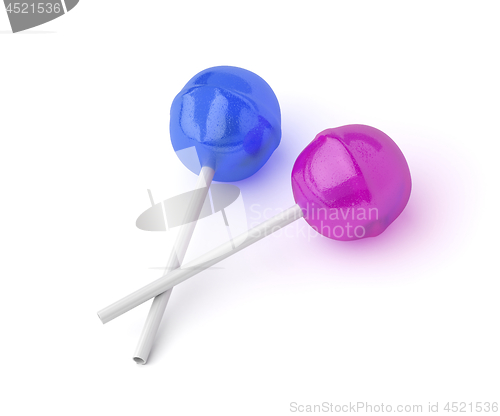Image of Blue and pink lollipops
