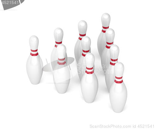 Image of Rows of bowling pins