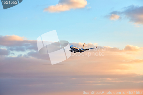 Image of Airplain landed at sanset