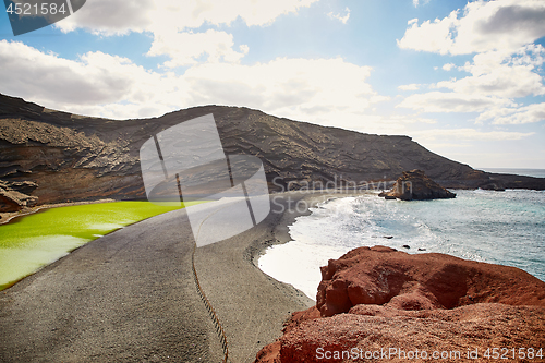 Image of Green volcanic lake Charco de los Clicos at Lanzarote