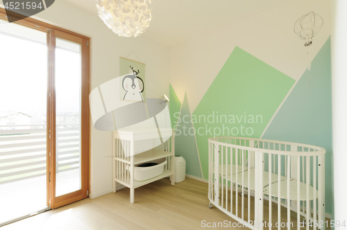 Image of Home interior: Scandinavian style nursery or baby room