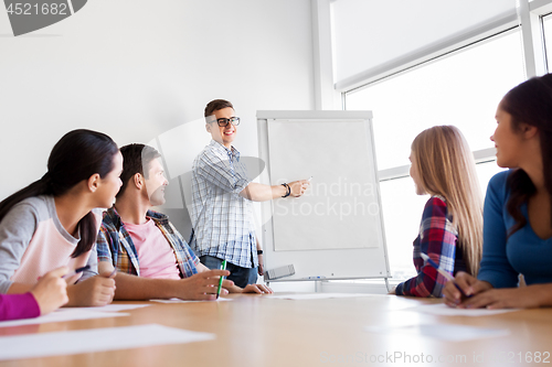 Image of group of high school students with flip chart