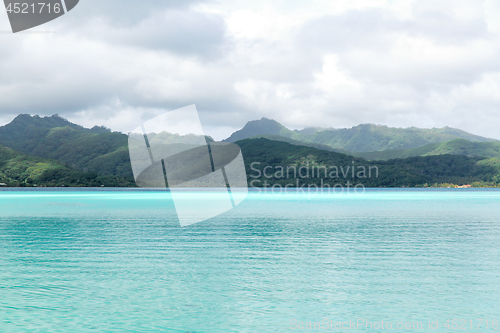 Image of lagoon and mountains in french polynesia