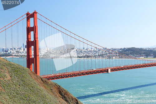 Image of view of golden gate bridge over san francisco bay