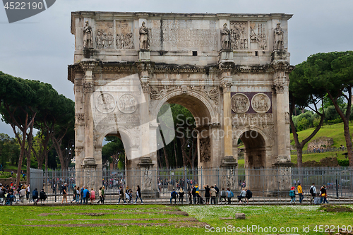 Image of ROME, ITALY - APRILL 21, 2019: View to the Constantine Arch
