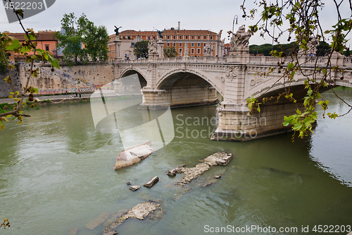 Image of ROME, ITALY - APRILL 21, 2019: View to the buildings and bridge