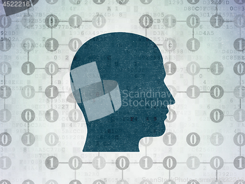 Image of Data concept: Head on Digital Data Paper background