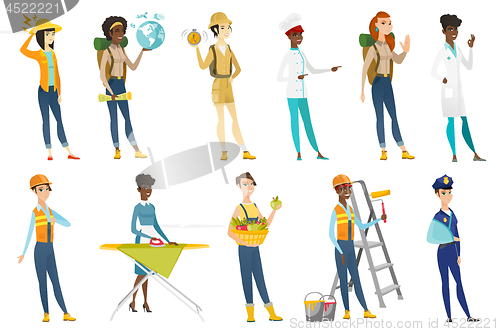 Image of Professional women vector illustrations set.