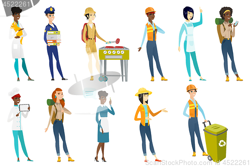 Image of Professional women vector illustrations set.