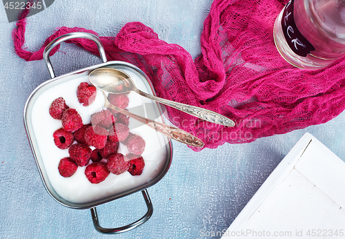 Image of desert with raspberry