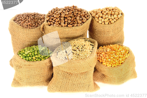 Image of Legumes, Pulses in burlap bags 