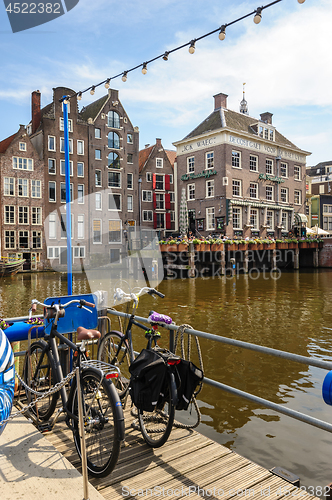 Image of Dancing Canal Houses of Damrak, Amsterdam, Netherlands