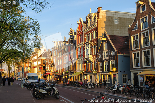 Image of Dancing Canal Houses of Damrak, Amsterdam, Netherlands