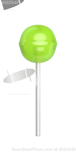 Image of Green lollipop on white background