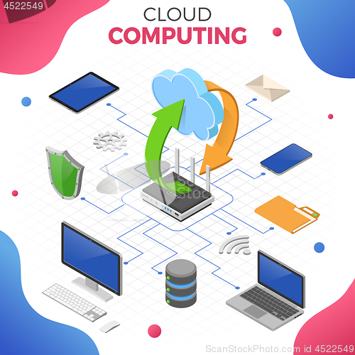 Image of Data Network Cloud Computing Technology Isometric