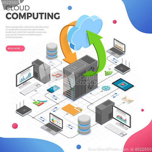 Image of Data Network Cloud Computing Technology Isometric